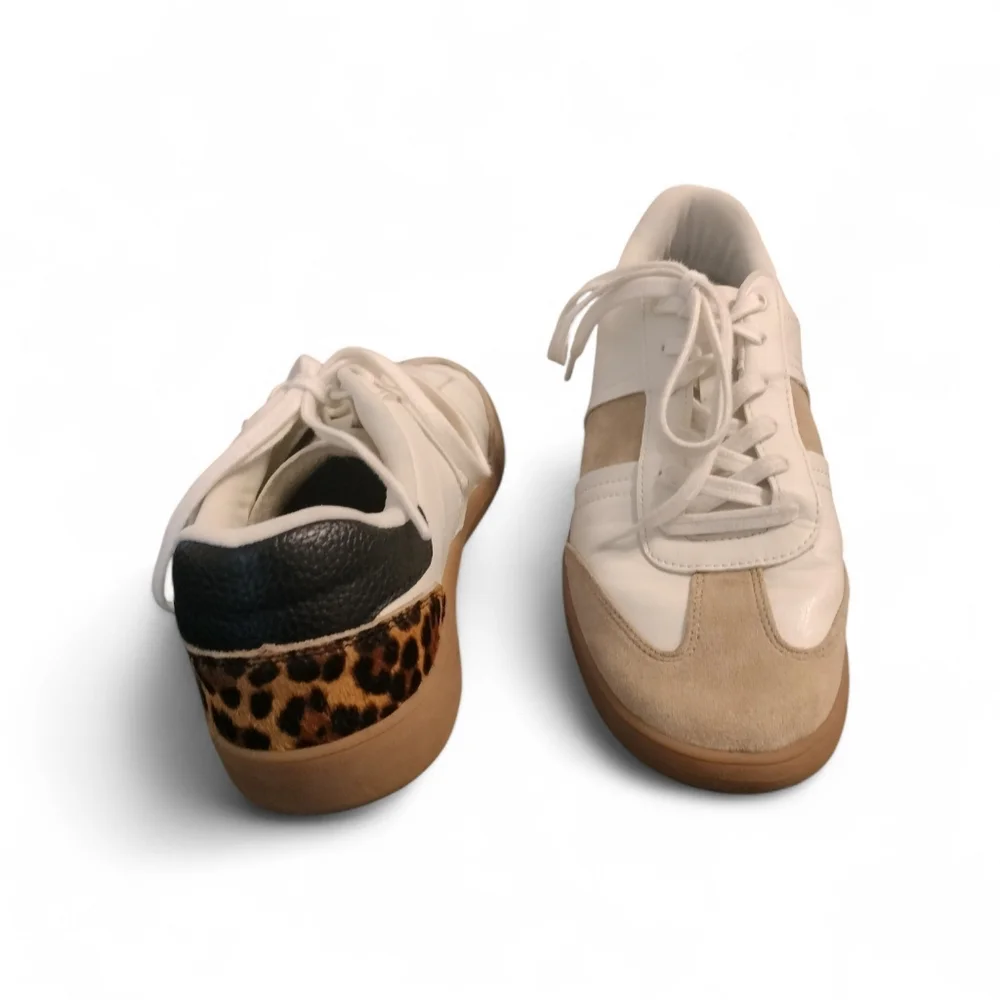 Leopard Print Sneakers Neutral Tan Cream Suede Streetwear Casual Leisure Shoes